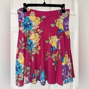 Lauren Ralph Lauren Size 10 Short Skirt Lined Floral Fuchsia Pink Multi NEW